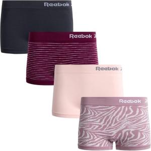 imageReebok Womens Boy Short Panties  4 Pack Stretch Performance Seamless Underwear for Women Tagless for Comfort Sizes SXLDark GreyStriped RedLight RoseMauve Jacquard