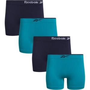 imageReebok Womens Boy Short Panties  4 Pack Stretch Performance Seamless Underwear for Women Tagless for Comfort Sizes SXLDeep LakeEvening Blue