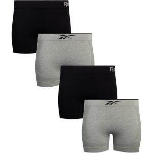 imageReebok Womens Boy Short Panties  4 Pack Stretch Performance Seamless Underwear for Women Tagless for Comfort Sizes SXLGreyBlack