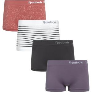 imageReebok Womens Boy Short Panties  4 Pack Stretch Performance Seamless Underwear for Women Tagless for Comfort Sizes SXLRoseWhite StripeBlackened PearlCadet