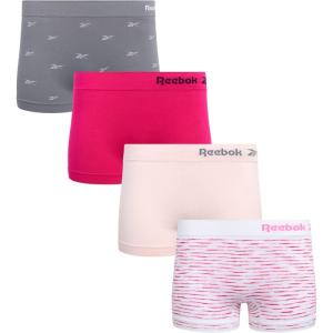 imageReebok Womens Boy Short Panties  4 Pack Stretch Performance Seamless Underwear for Women Tagless for Comfort Sizes SXLSharkskin JacquardCarmine RoseLotusPink Spacedye Stripe