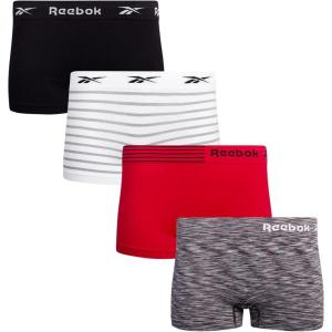 imageReebok Womens Boy Short Panties  4 Pack Stretch Performance Seamless Underwear for Women Tagless for Comfort Sizes SXLWhite