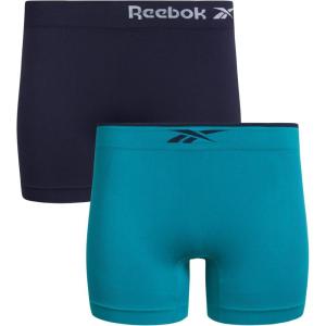 imageReebok Womens Boy Shorts Underwear  2 Pack Performance Mid Length Boyshort Panties  Seamless Underwear for Women SXLDeep LakeEvening Blue