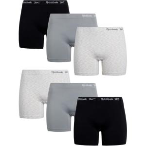imageReebok Womens Boy Shorts Underwear  6 Pack Seamless Long Leg Boyshorts Panties for Women S3X available in Plus SizeGrayBlackNatural Spacedye