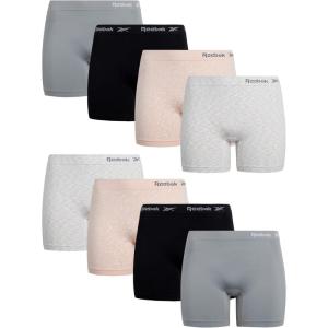 imageReebok Womens Boy Shorts Underwear  8 Pack Seamless Long Leg Boyshorts Panties for Women S3X available in Plus SizeBlackSharkskinRose Dust JacquardNatural Spacedye
