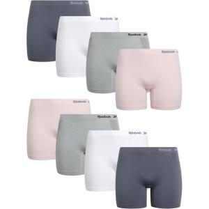 imageReebok Womens Boy Shorts Underwear  8 Pack Seamless Long Leg Boyshorts Panties for Women S3X available in Plus SizeBlackened PearlWhiteLight GreyLotus