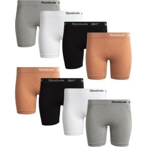 imageReebok Womens Boy Shorts Underwear  8 Pack Seamless Long Leg Boyshorts Panties for Women S3X available in Plus SizeCafeBlackWhiteLight Grey Melange