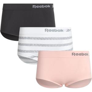 imageReebok Womens Briefs  3 Pack Performance High Waisted Seamless Underwear for Women Sizes SXL Extended Plus Size 1X3XWhite StripeLotusBlackened Pearl
