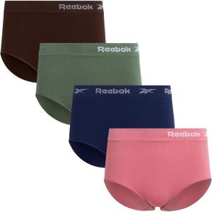 imageReebok Womens Briefs  4 Pack Breathable Ribbed Knit High Waisted Brief Panties  Seamless Underwear for Women MXLDark ForrestEvening BlueFoxgloveJava
