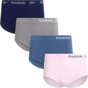 imageReebok Womens Briefs  4 Pack Breathable Ribbed Knit High Waisted Brief Panties  Seamless Underwear for Women MXLPink LadySharkskinEvening BlueBlue