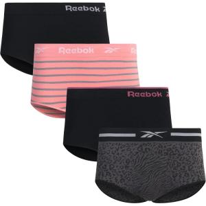 imageReebok Womens Briefs Underwear  4 Pack Seamless Stretch Performance High Cut or Boyshorts Panties for Women Sizes SXLBlack JacquardBlackBridal Rose Melange StripeBlack