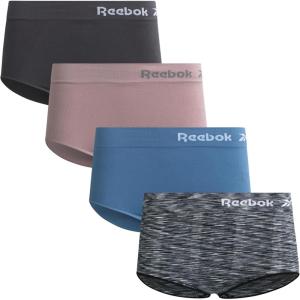 imageReebok Womens Briefs Underwear  4 Pack Seamless Stretch Performance High Cut or Boyshorts Panties for Women Sizes SXLBlack SpacedyeBlueToadstoolBlackened Pearl