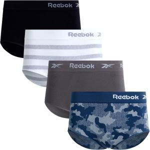 imageReebok Womens Briefs Underwear  4 Pack Seamless Stretch Performance High Cut or Boyshorts Panties for Women Sizes SXLDark Denim JacquardSmoked PearlWhite StripeBlack