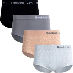 imageReebok Womens Briefs Underwear  4 Pack Seamless Stretch Performance High Cut or Boyshorts Panties for Women Sizes SXLRose DustSharkskinBlackNatural