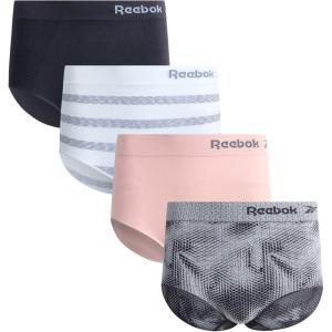 imageReebok Womens Briefs Underwear  4 Pack Seamless Stretch Performance High Cut or Boyshorts Panties for Women Sizes SXLSharkskin JacquardWhite StripeLotusBlackened Pearl