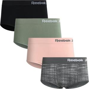 imageReebok Womens Briefs Underwear  4 Pack Seamless Stretch Performance High Cut or Boyshorts Panties for Women Sizes SXLSharskin JacquardLotusLilypadBlack
