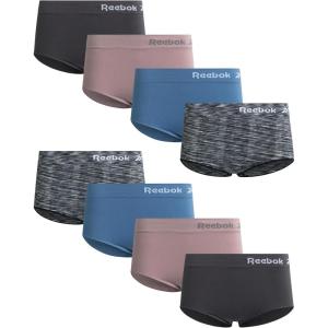 imageReebok Womens Briefs Underwear  8 Pack Seamless Stretch Performance High Cut or Boy Shorts Panties for Women Sizes SXLBlack SpacedyeBlueToadstoolBlackened Pearl
