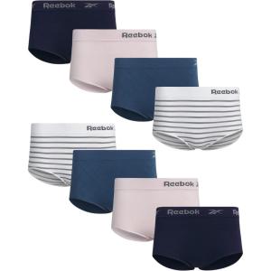 imageReebok Womens Briefs Underwear  8 Pack Seamless Stretch Performance High Cut or Boy Shorts Panties for Women Sizes SXLBluePurpleWhite Stripe