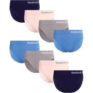 imageReebok Womens Briefs Underwear  8 Pack Seamless Stretch Performance High Cut or Boy Shorts Panties for Women Sizes SXLCoronet BlueShakskinLotusEvening Blue