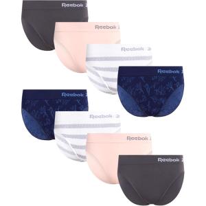 imageReebok Womens Briefs Underwear  8 Pack Seamless Stretch Performance High Cut or Boy Shorts Panties for Women Sizes SXLEvening BlueLotusBlackened PearlWhite Stripe