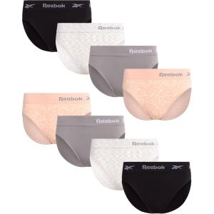 imageReebok Womens Briefs Underwear  8 Pack Seamless Stretch Performance High Cut or Boy Shorts Panties for Women Sizes SXLRose DustBlackSharkskinNatural