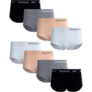 imageReebok Womens Briefs Underwear  8 Pack Seamless Stretch Performance High Cut or Boy Shorts Panties for Women Sizes SXLRose DustSharkskinBlackNatural