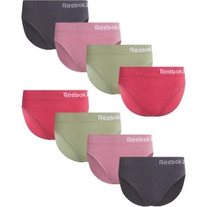imageReebok Womens Briefs Underwear  8 Pack Seamless Stretch Performance High Cut or Boy Shorts Panties for Women Sizes SXLRose WineLily PadToadstoolBlackened Pearl