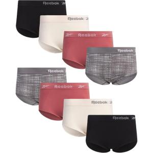imageReebok Womens Briefs Underwear  8 Pack Seamless Stretch Performance High Cut or Boy Shorts Panties for Women Sizes SXLSmoked Pearl JacquardWithered RoseCreamBlack