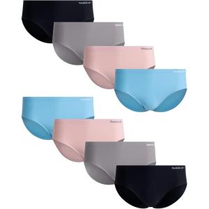 imageReebok Womens Hipster Briefs  8 Pack Stretch Performance Breathable Hipster Panties  Seamless Underwear for Women SXLBlackSharkskinLotusSky Blue