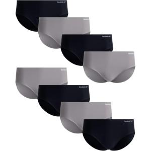 imageReebok Womens Hipster Briefs  8 Pack Stretch Performance Breathable Hipster Panties  Seamless Underwear for Women SXLSharkskinBlack