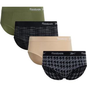 imageReebok Womens Plus Size Hipster Panties  4 Pack Performance Seamless Underwear for Women Made to Fit Your Curves 1X3XBlackCreamGreenGrey