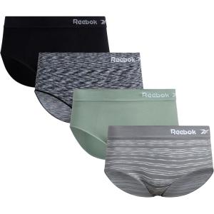 imageReebok Womens Plus Size Hipster Panties  4 Pack Performance Seamless Underwear for Women Made to Fit Your Curves 1X3XGreenLilyBlackBlack
