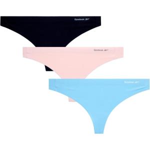 imageReebok Womens Thong Underwear  3 Pack or 6 Pack Performance Stretch Sexy Seamless Thong Panties for Women Sizes SXLBlueLotBlack
