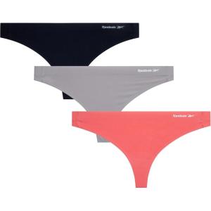 imageReebok Womens Thong Underwear  3 Pack or 6 Pack Performance Stretch Sexy Seamless Thong Panties for Women Sizes SXLCoralGreyBlack  3pk