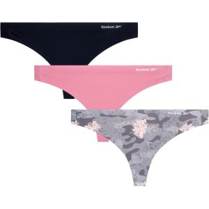imageReebok Womens Thong Underwear  3 Pack or 6 Pack Performance Stretch Sexy Seamless Thong Panties for Women Sizes SXLGreyFoxBlack