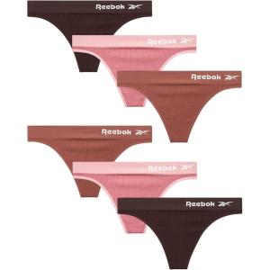 imageReebok Womens Thongs  6 Pack Performance Seamless Thongs for Women Sexy Panties  Breathable Underwear for Women SXLDark BrownPinkRust