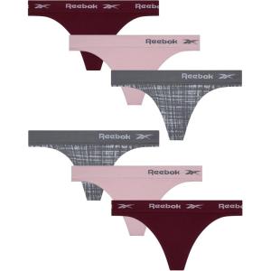 imageReebok Womens Thongs  6 Pack Performance Seamless Thongs for Women Sexy Panties  Breathable Underwear for Women SXLMaroonPinkPrint