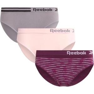 imageReebok Womens Underwear  3 Pack Microfiber Seamless Womens Bikini Panties  Breathable Underwear for Women SXLGrapewine SpacedyeLotusSharkskin