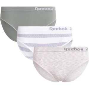 imageReebok Womens Underwear  3 Pack Microfiber Seamless Womens Bikini Panties  Breathable Underwear for Women SXLNatural SpacedyeLily PadWhite Stripe