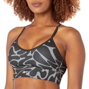 imageReebok Womens WOR Tri Back Medium Impact Training Sports BraBlackSmall White Logo