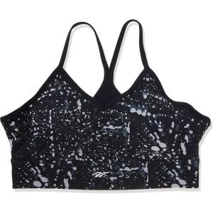 imageReebok Womens WOR Tri Back Medium Impact Training Sports BraBlackWhiteGraphic Print