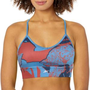 imageReebok Womens WOR Tri Back Medium Impact Training Sports BraEssential BluePinkAll Over Print
