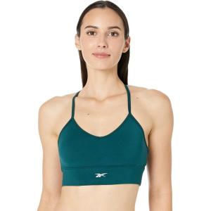 imageReebok Womens WOR Tri Back Medium Impact Training Sports BraForest GreenSmall White Logo