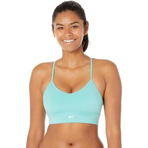 imageReebok Womens WOR Tri Back Medium Impact Training Sports BraSemi Classic TealSmall White Logo