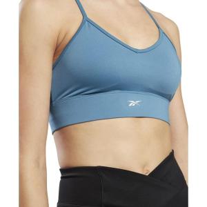 imageReebok Womens WOR Tri Back Medium Impact Training Sports BraSteely Blue