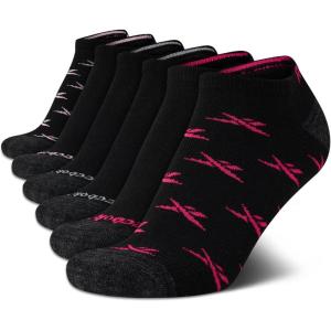 imageReebok Womens Athletic Socks  Performance Cushioned Low Cut Socks 6 PackPure Black