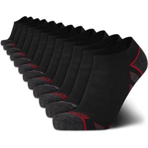imageReebok Mens Low Cut Socks  12 Pack Performance Cushion Comfort No Show Socks  Breathable Athletic Socks for Men 6125Assorted Black