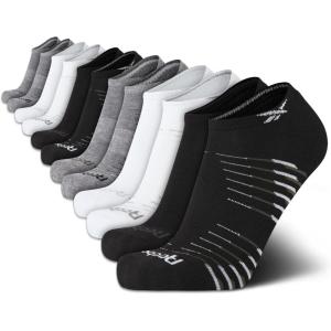 imageReebok Mens Low Cut Socks  12 Pack Performance Cushion Comfort No Show Socks  Breathable Athletic Socks for Men 6125Black Grey White