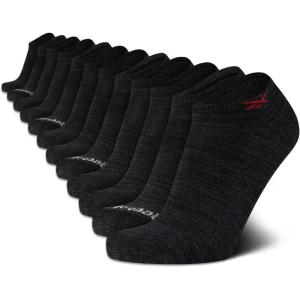 imageReebok Mens Low Cut Socks  12 Pack Performance Cushion Comfort No Show Socks  Breathable Athletic Socks for Men 6125Black Logo