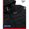 imageReebok Mens Jacket  Warm Insulated Quilted Puffer Jacket with Sweater Fleece Sleeves  Hooded Outdoor Jacket for Men MXLBlack